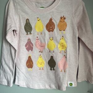 John Deere Pink Long Sleeve Chicken Shirt